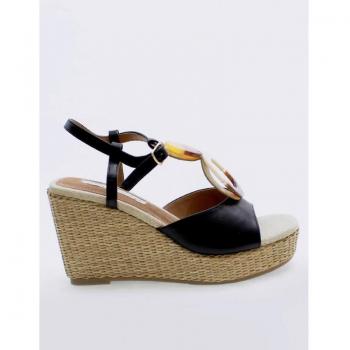 Sandalia de cuña para mujer Maria Mare 68251 en negro
