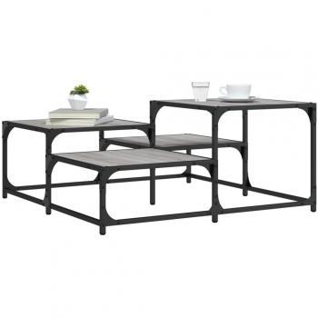 Mesa de centro Sonoma de madera gris multicapa 87,5x87,5x40 cm
