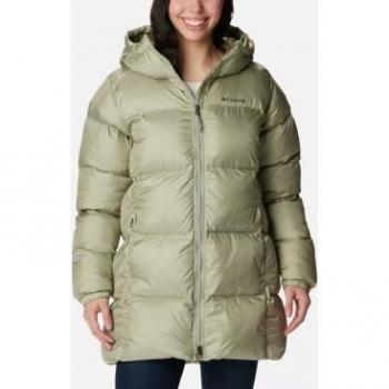 Chaqueta acolchada de largo medio Puffect verde para mujer Columbia con capucha, talla S