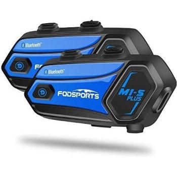 FODSPORTS M1-S PLUS Auriculares Intercomunicador Moto con CVC Reducción De Ruido,Compartir Música,Manos Libres Moto Intercomunicador 8 Jinetes 1000M Sistemas de Comunicación para Casco