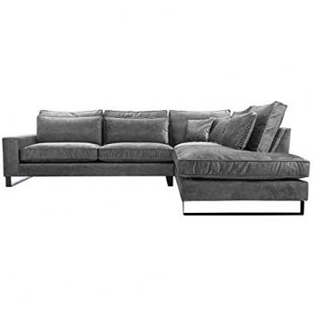 Sofá Rinconero Kingsport 111, Gris, 314x224x90cm, con Cojines y Patas de Metal, Tipo L para Salón