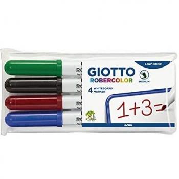 Giotto Robercolor Whiteboard Markers, Medium Tip, 4-Pack, Assorted Colors (Black, Blue, Green, Red)