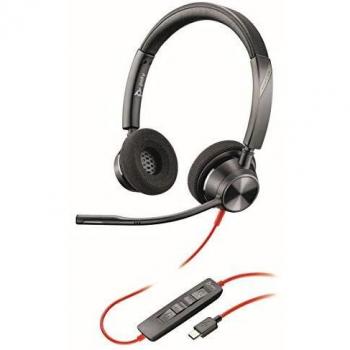 Poly Blackwire C3320 - Auriculares estéreo con Conector USB-C y Brazo Flexible para micrófono, Color Negro
