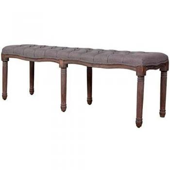Solid Wood and Linen Bench 150x40x48 cm Dark Grey