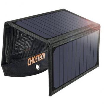 Choetech Cargador Solar Plegable de Doble Puerto - 19W - Negro