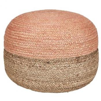 Puf redondo Boho de yute con relleno de bolas EPS 50 x 50 x 40 cm color rosa melocotón Duki