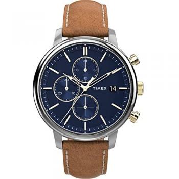 Timex Chicago Brown Chronograph Watch 45mm for Men with Date and Stopwatch Functions