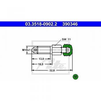 Válvula de purga de aire ATE 03.3518-0902 - Tornillo desaireador para frenos