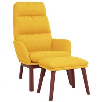 Sillón de Relax con Reposapiés en Tela Amarillo Mostaza