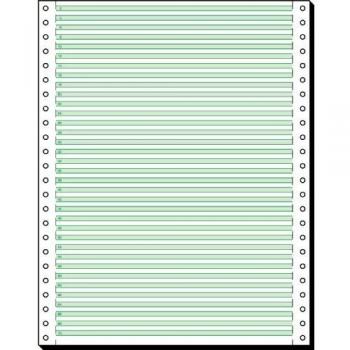 Papel Informático Continuo A4 12 x 240 mm, Liniado, Perforación Lateral, 60g, 2000 Hojas Verde/Blanco