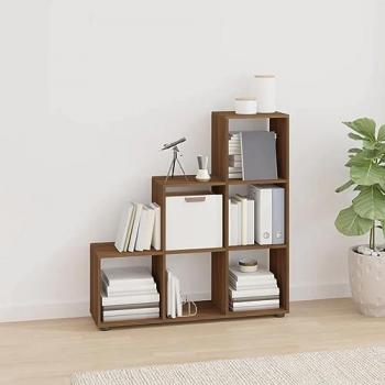 Estantería forma de escalera madera contrachapada roble marrón
