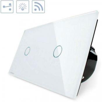 LEDBOX Conmutador táctil + remoto, 2 botones, frontal blanco