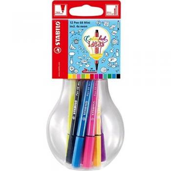 Rotuladores Stabilo Pen 68 - Set de 12 colores, punta media de 1.0 mm