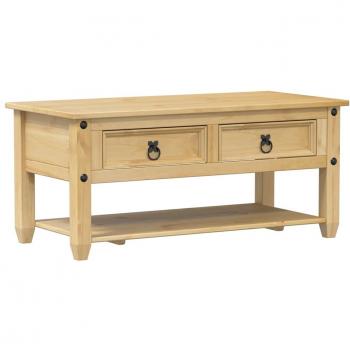 Mesa de centro con cajones Corona de madera maciza de pino 100x48x45 cm