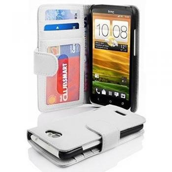 Cadorabo Carcasa para HTC One X/móvil en Tarjeta de teléfono móvil con 3 Compartimentos Case Cover Carcasa Funda Book Style Magnesio Color Blanco