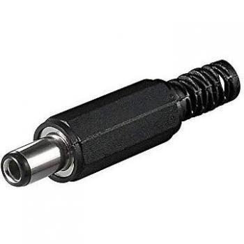 Conector DC 2,5 x 5,5 mm con protección contra dobleces y longitud de vástago de 9 mm