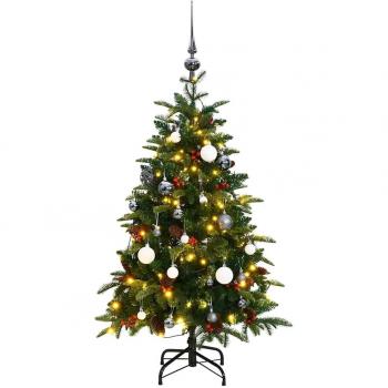 150 cm Artificial Hinged Christmas Tree with 150 LEDs and Ornaments