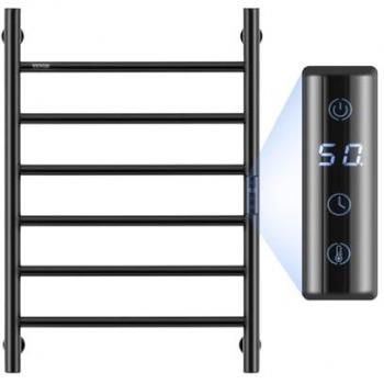 Calentador de Toallas Eléctrico VEVOR de 6 Barras, Impermeable IPX5, con Temporizador y Pantalla LED, 5 Niveles de Temperatura Ajustables, Montado en la P