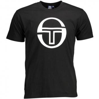 Sergio Tacchini Black Cotton T-Shirt - XL, Male, Logo Print Tee