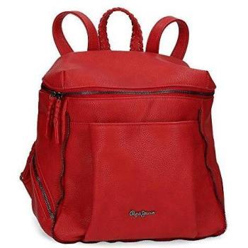 Pepe Jeans Braid Bolso Mochila Rojo 27x35x14 cms Piel Sintética