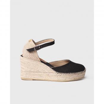 Alpargatas de cuña Toni Pons Laia Negro con detalle de hebilla