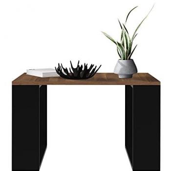 Mesa de Centro Cuadrada 65x65x40 cm Nogal/Negro con Patas de Trineo - Estilo Moderno y Elegante para Salón u Oficina