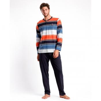 Pijama largo de hombre de punto multicolor