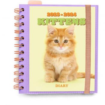 Agenda Escolar 2023/2024 Día Página M 11 Meses Gatos Erik Amarillo Multilingüe