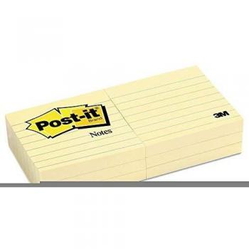 Notas adhesivas Post-it amarillas a rayas, 76 x 76 mm, paquete de 6 blocs de 100 hojas