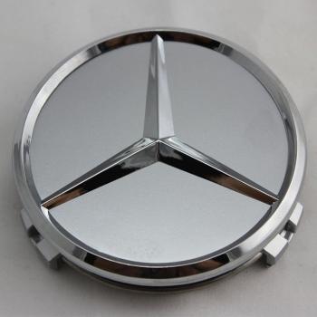 Iprime - Tapacubos, pieza de repuesto para Mercedes Benz, diámetro: 75 mm, color plateado