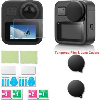 Protector de Pantalla LCD de Vidrio Templado 2x con Tapa de Lente para Gopro Max 360 - Accesorios para Cámara de Acción