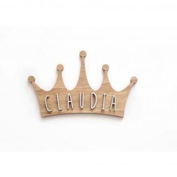 Placa Decorativa para Puerta Vintiun Corona de Madera con Letras Personalizables