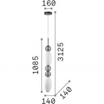 Lámpara colgante LED Lumiere-3 de Ideal Lux, cristal opal/gris, plafón LED integrado slim colgante negro 4550Lm 3000K