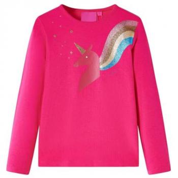 Camiseta Infantil de Manga Larga Diseño Unicornio Jersey Ropa Rosa Brillante 104