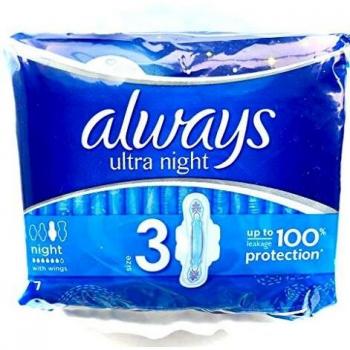 Always Ultra Night Pads with Wings, 7 Count