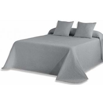 ESTELIA - Colcha Tejida + Funda de cojín Banús Color Perla - Cama de 105 cm - 100% algodón