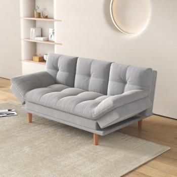 Sofá cama 3 plazas convertible y modulable en tejido gris claro Kalmar