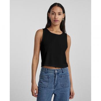 Camiseta crop top de mujer sin mangas de canalé Pieces