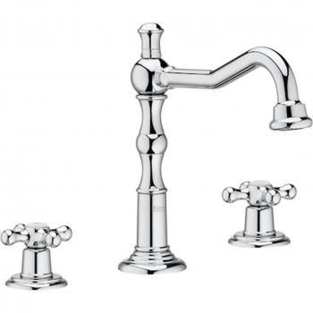 Grifo bimando de repisa para lavabo Carmen Roca con caño central giratorio