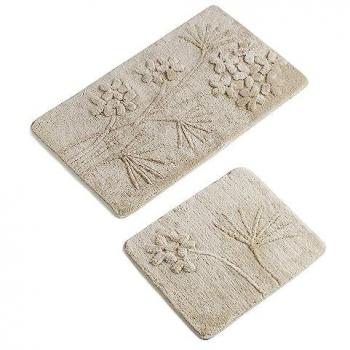 Set de Alfombras de Baño Beige 2 Piezas - Suave, Absorbente y Antibacteriano - Fácil de Limpiar