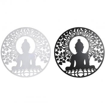 Decoración de Pared DKD Home Decor Negro Buda Blanco Oriental (2 Unidades)