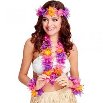 Smiffy's Kit de Hawaiana con Flores Tropicales Multicolor - Talla Única