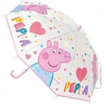 Paraguas Manual 46 cm Peppa Pig Having Fun - Safta, Tamaño 18', Diámetro 80 cm, 8 Paneles, Varilla de Metal, Nervios de Acero 8