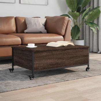 vidaXL Coffee Table with Wheels Brown Oak 91x55x34 cm Engineered Wood