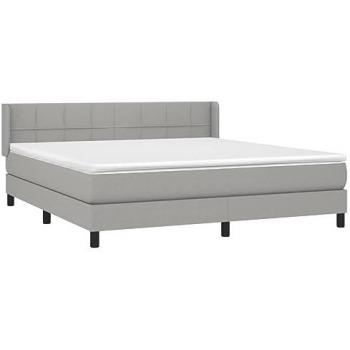 Cama Box Spring con Colchón de Tela Gris Claro 160x200 cm