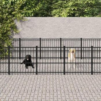 Jaula para perros de acero al aire libre 16,94 m² Vidaxl Negra
