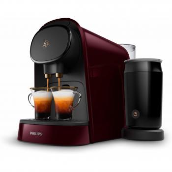 Philips L'Or Barista LM8014/80 Cafetera Espumador de Leche, Compatible Individual y Cápsula Doble, 19 Bares de Presión, 12 Variedades Incluyendo Cappuccino, 1 l, Color Granate
