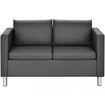 Sofá Moderno de 2 Plazas en Símil-Cuero PU Convertible en Sofá Cama con Cojín Blando, Perfecto para Casa y Oficina, Color Gris, Dimensiones: 120 x 60 x