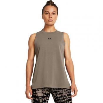 Camiseta sin mangas para mujer Under Armour Essential Muscle en color marrón