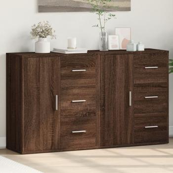 Aparador de madera de ingeniería multicapa 2 piezas roble marrón 60x31x70 cm